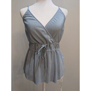 𝅺Abercrombie & Fitch Pleated Babydoll Cami Light Blue Tie Front Tank M